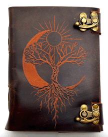 Sun/Moon/Tree of Life Leather Embossed Journal